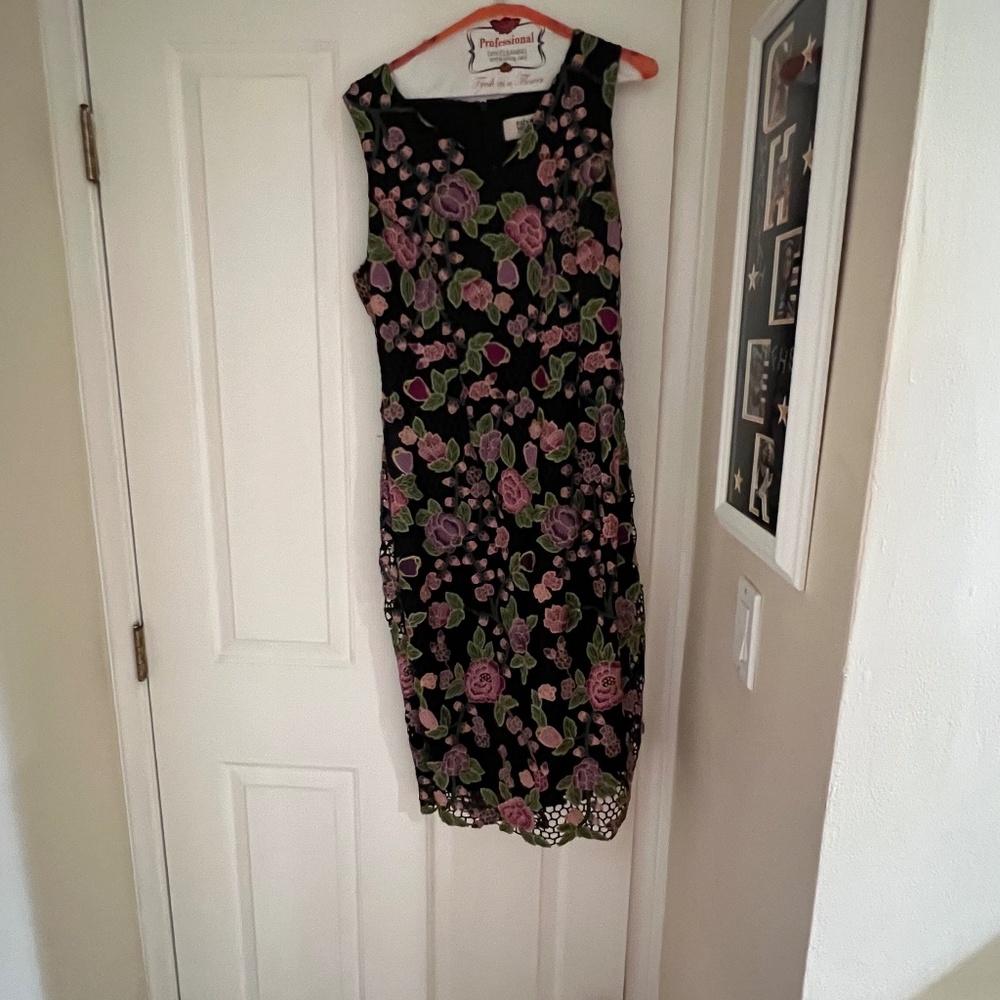 Badgley Mischka embroidered lace party dress size 12